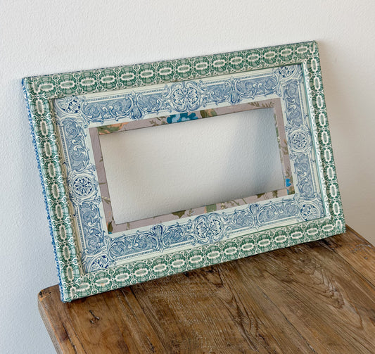 French Découpage Frame No. VII | Green/Blue Floral Interior