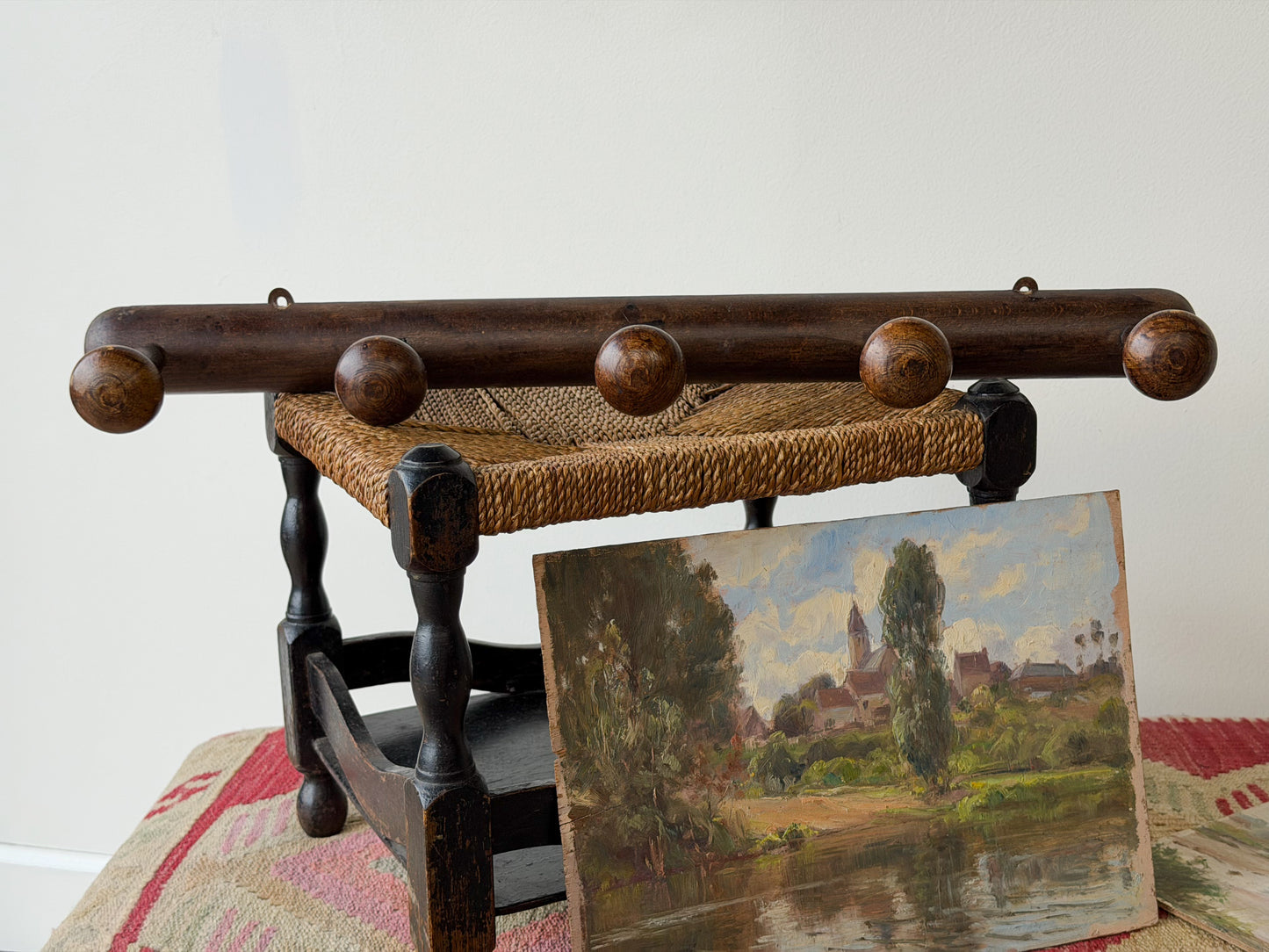 French Stained Beech Coat Rack