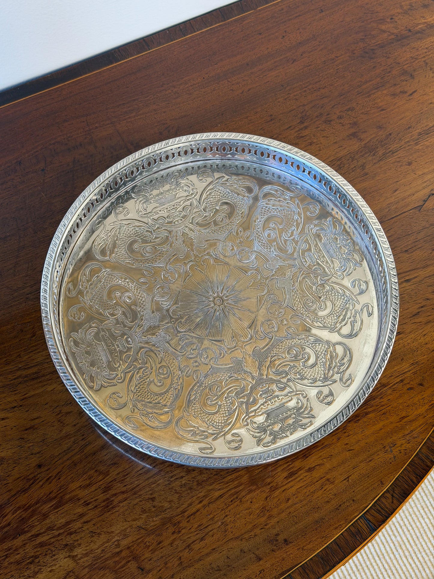 English Silverplate Round Tray (Small)