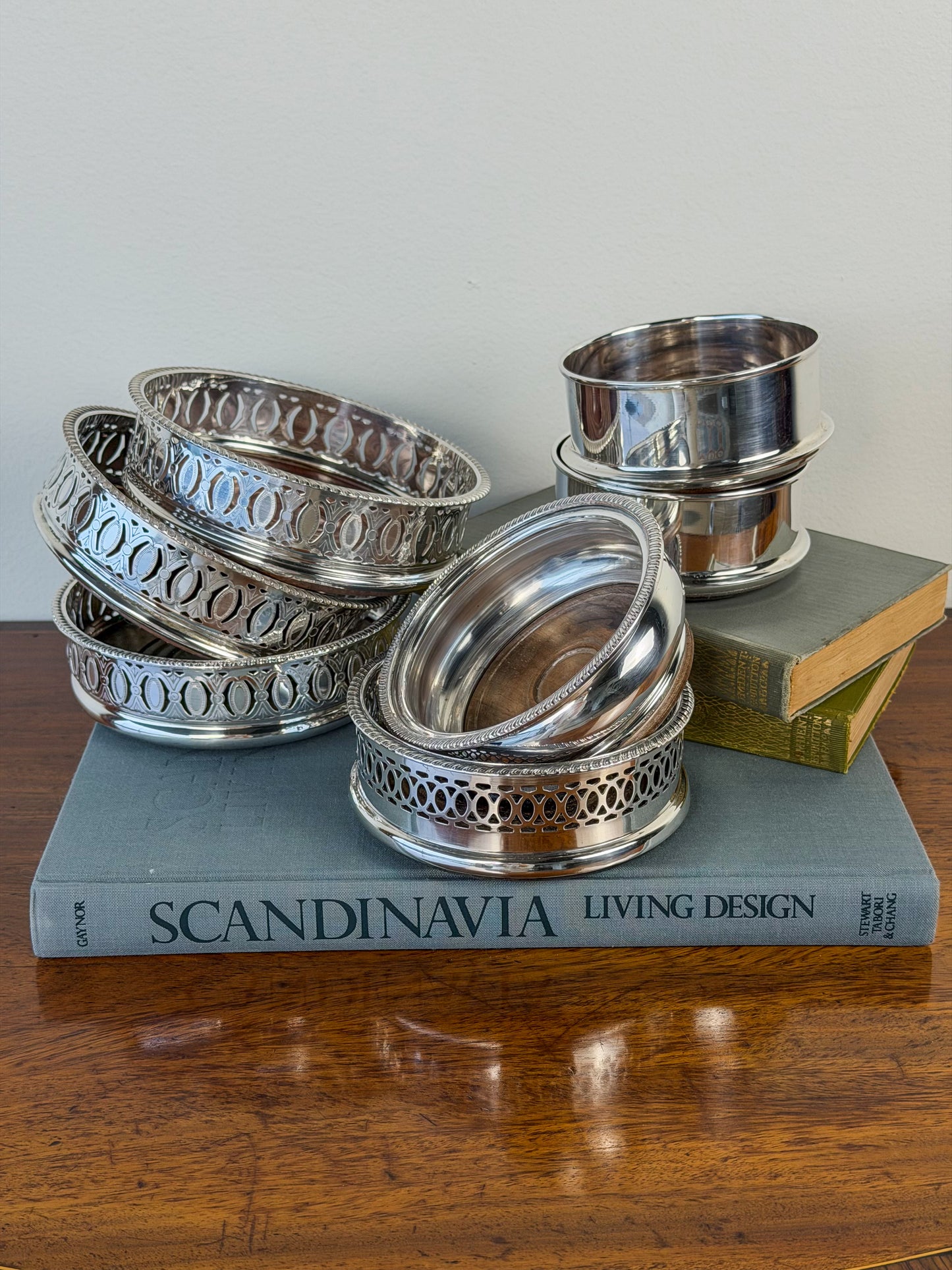 English Silverplate Wine Coasters