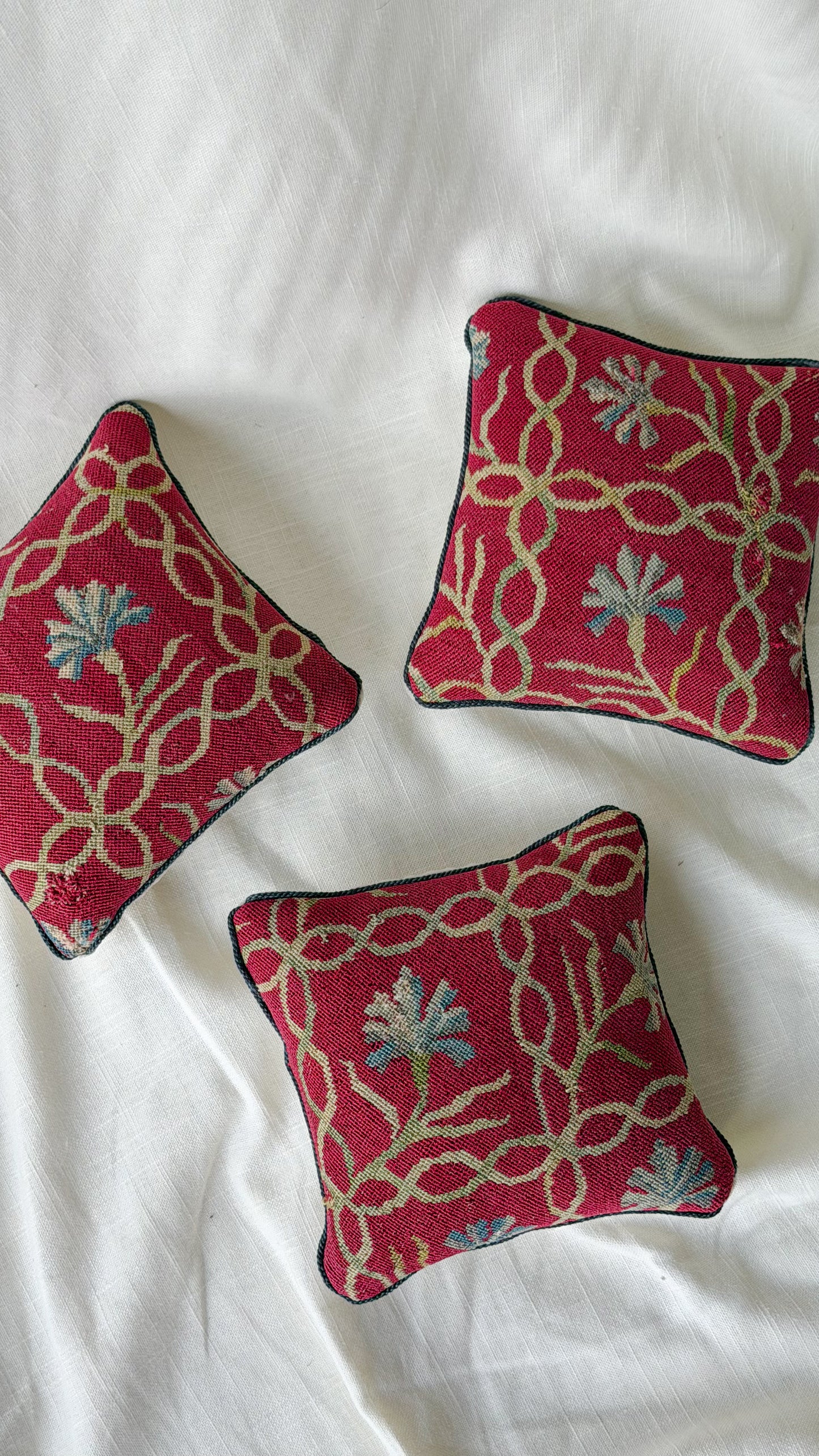 French Wool & Silk Blend Textile Accent Pillows