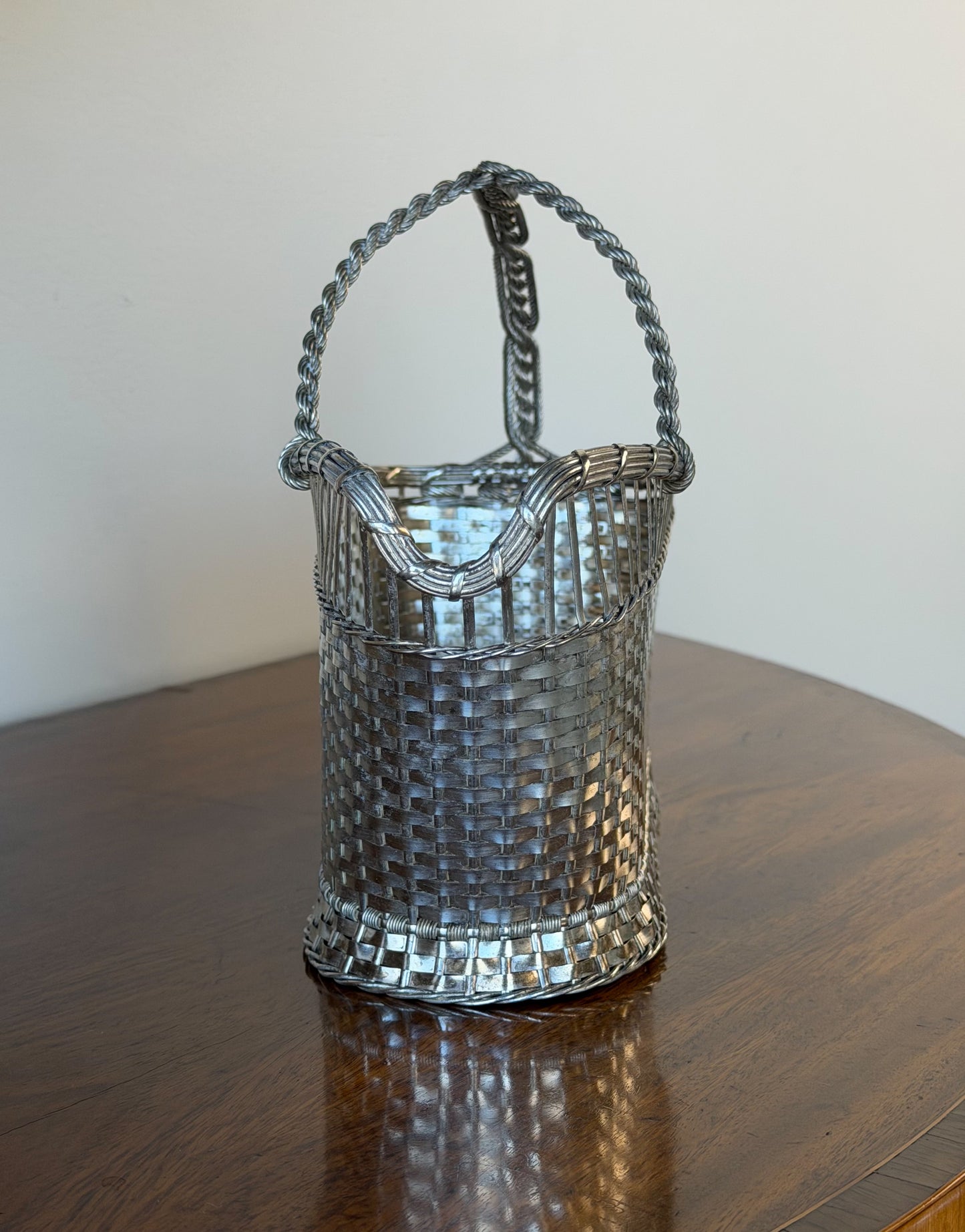 Vintage French Silverplate Wine Basket (No. 8)