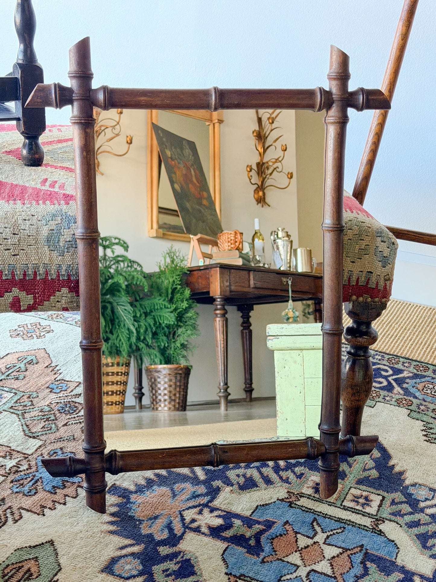 Antique Faux Bamboo Mirror