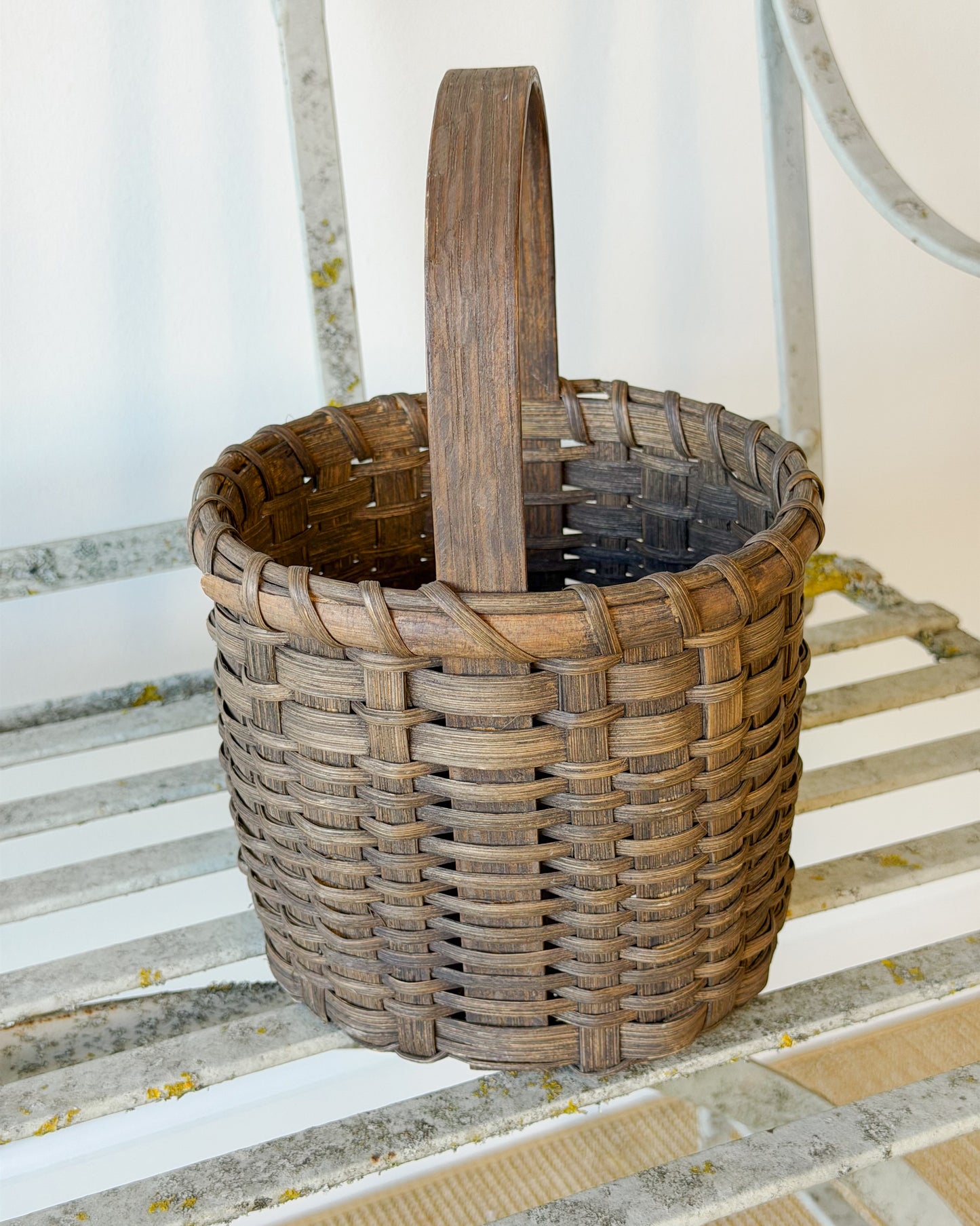 Petite Vintage Stained Splitwood Basket
