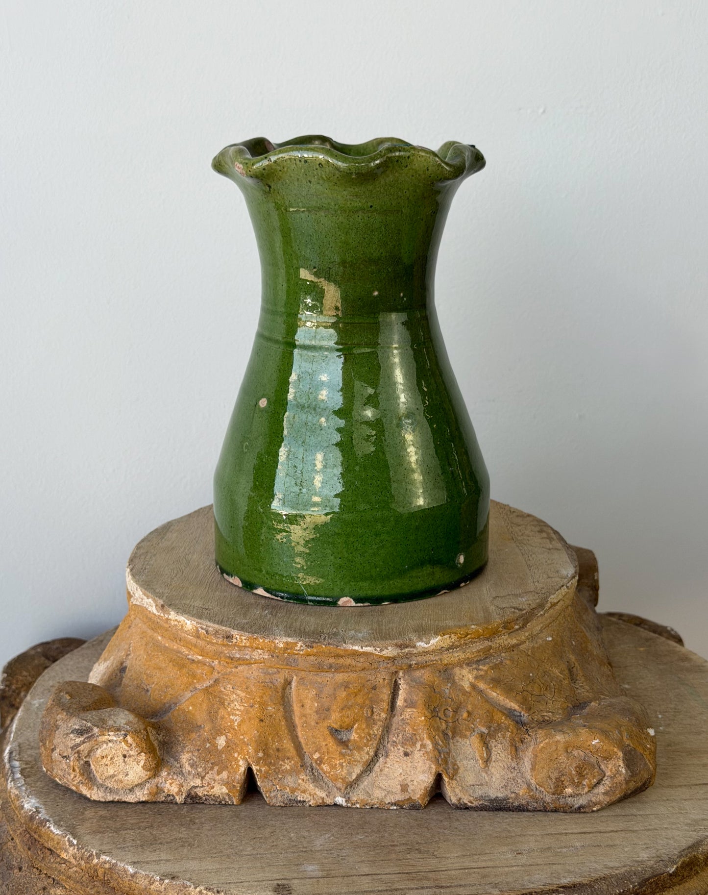 Vintage French Glazed Terracotta Vase No. 2
