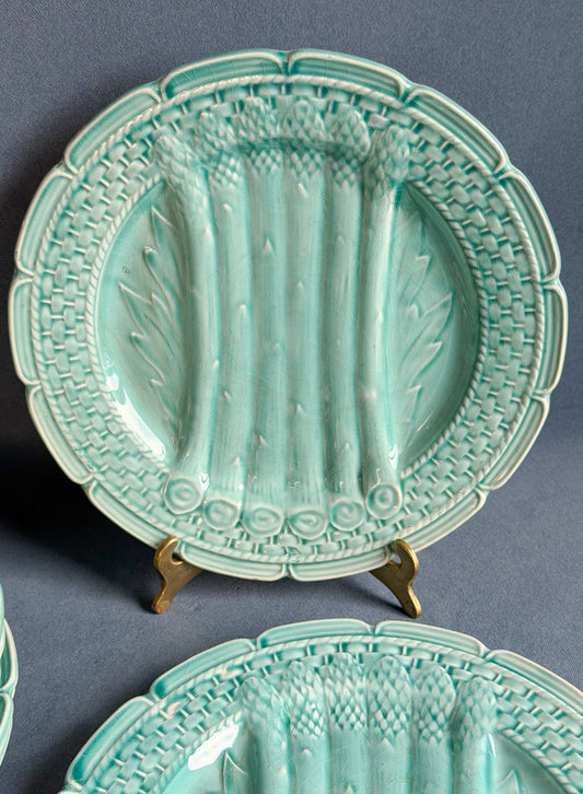 Vintage French Majolica Asparagus Plates