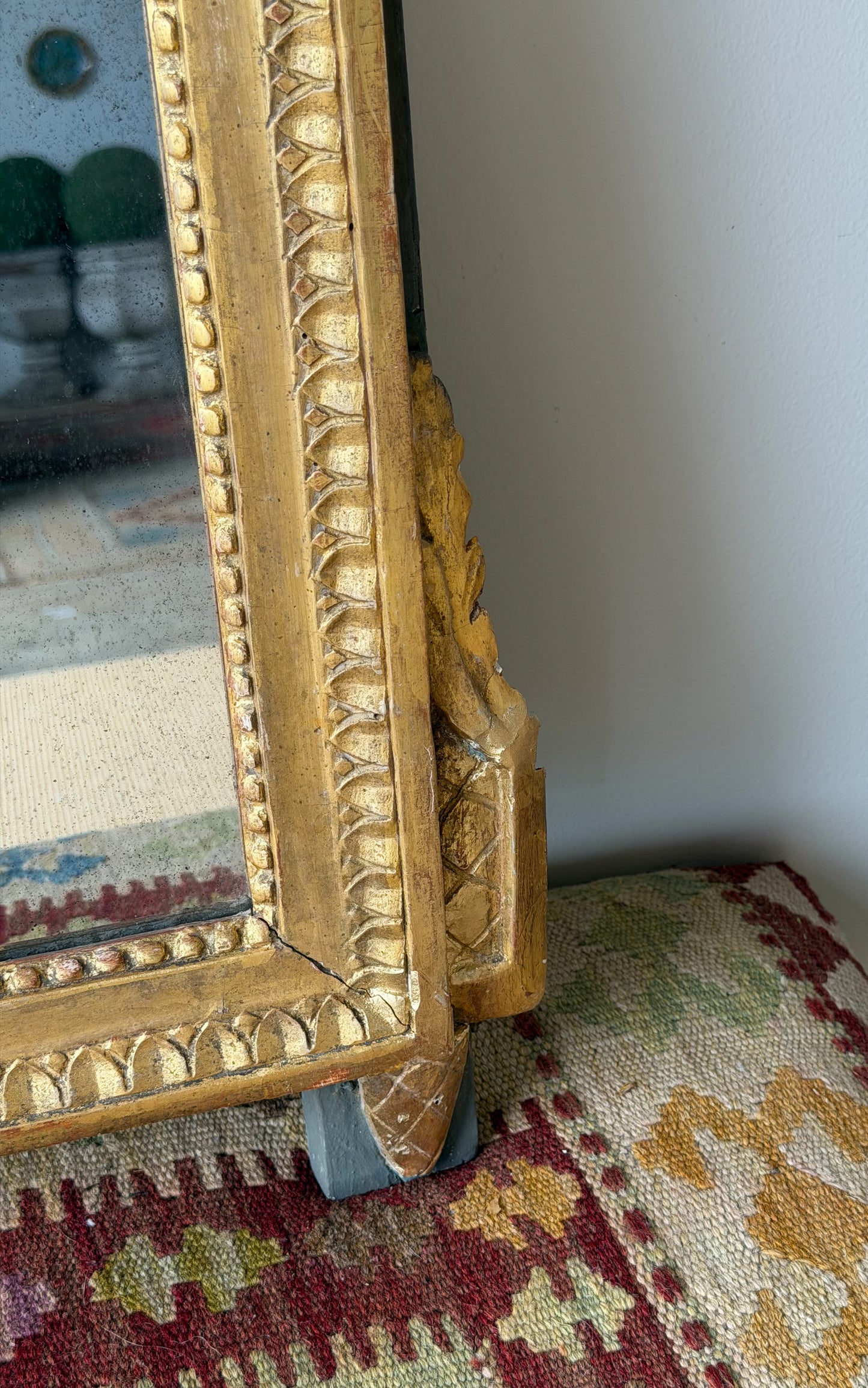 Antique French Marriage Mirror (Large - Wheat Sheaf Motif)