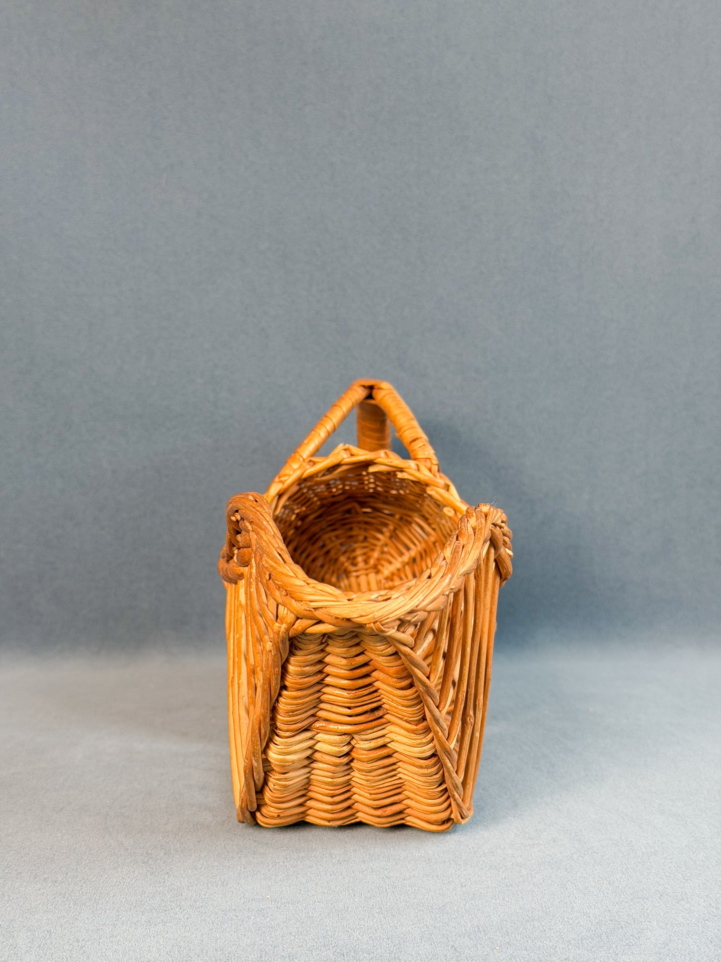 Vintage French Wicker Wine Basket