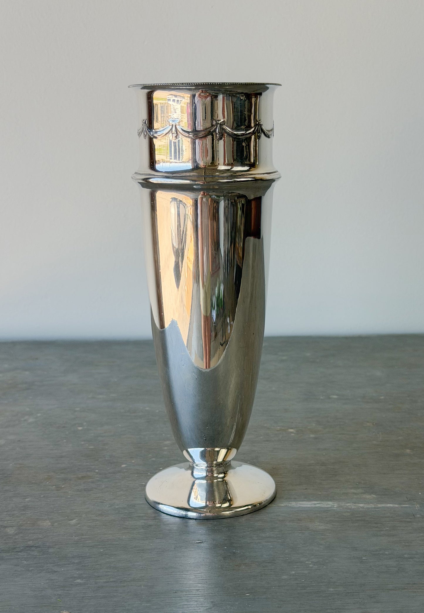 Vintage Sheffield Silverplate Tall Vase