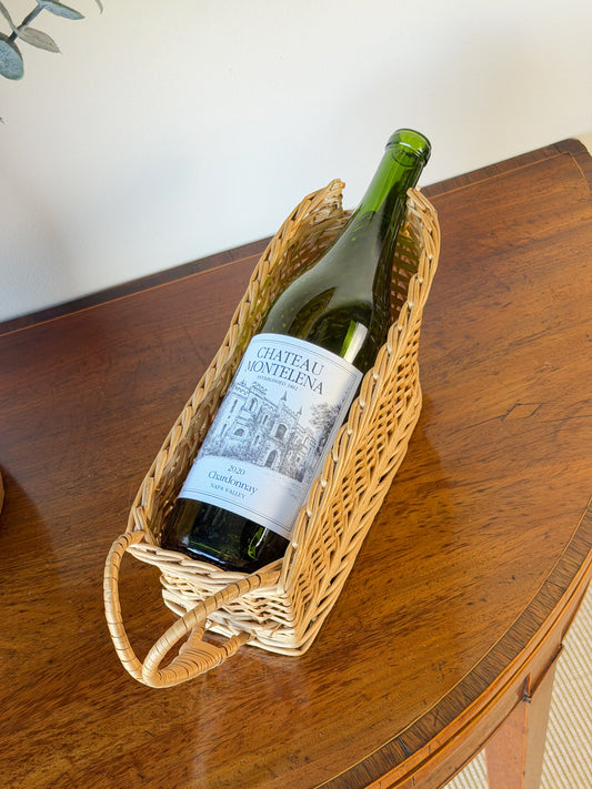 Vintage French Wicker Wine Basket