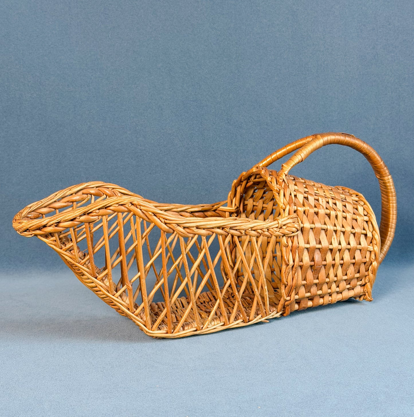 Vintage French Wicker Wine Basket