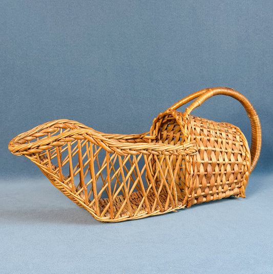 Vintage French Wicker Wine Basket
