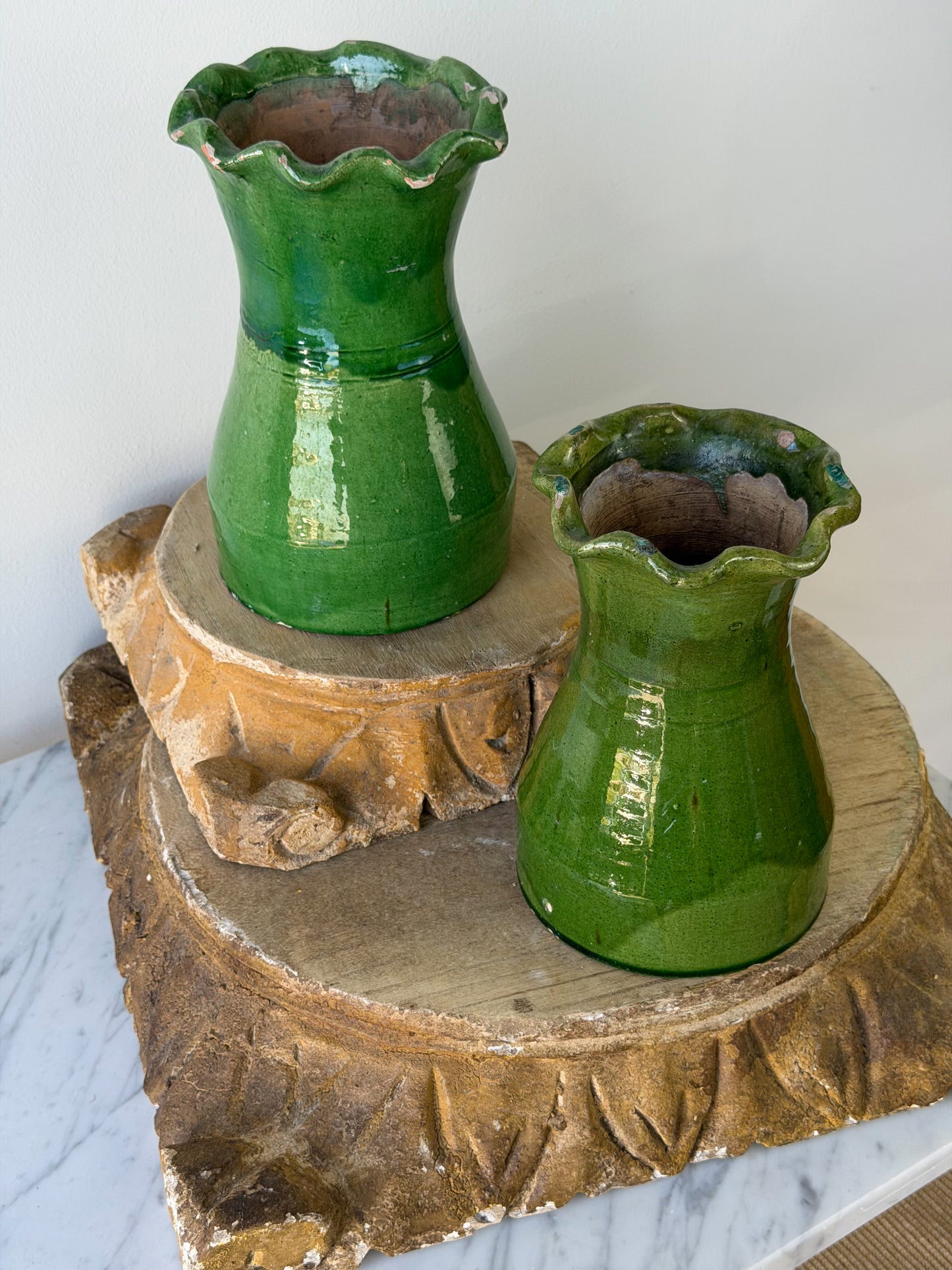 Vintage French Glazed Terracotta Vase No. 2