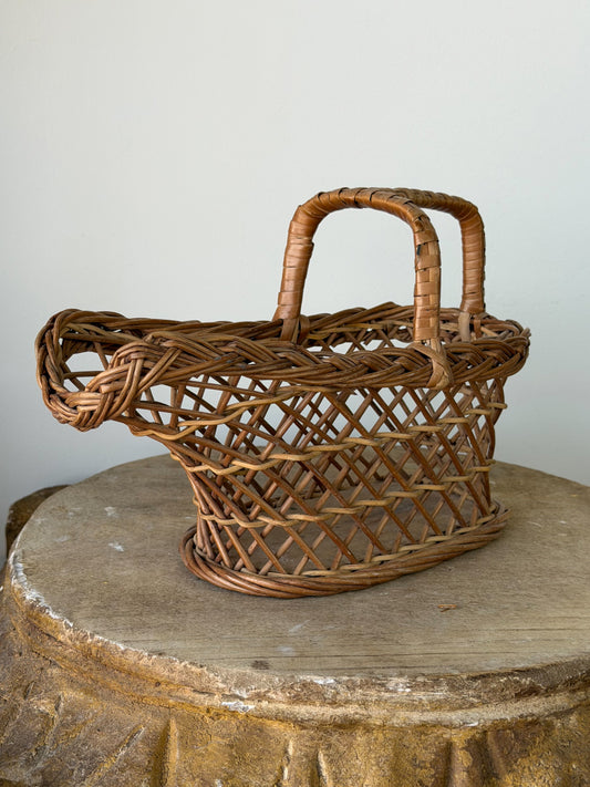 Vintage French Wicker Wine Basket No. 4