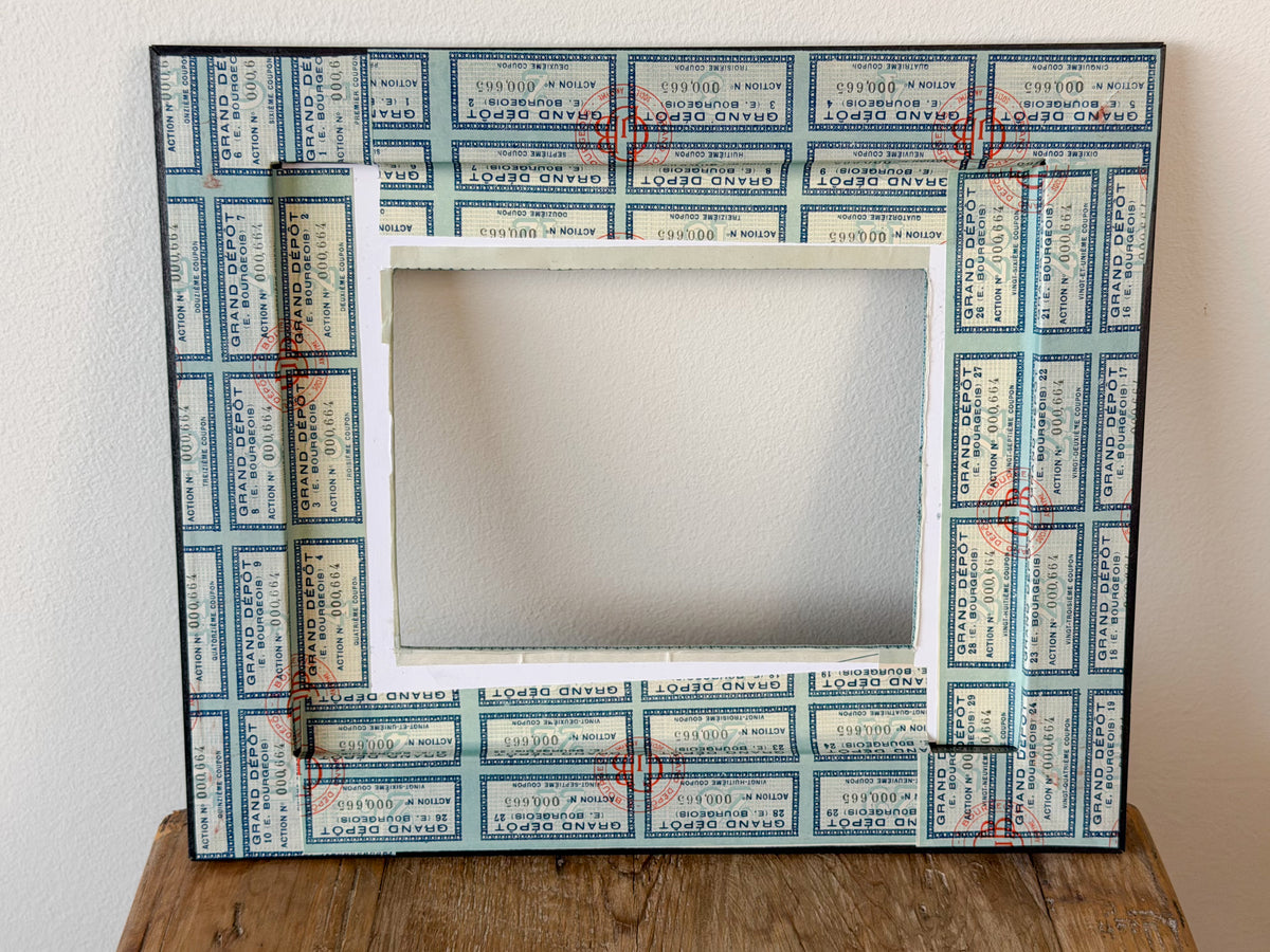 French Découpage Frame No. IX | Blue/Black Marbled + Metallic