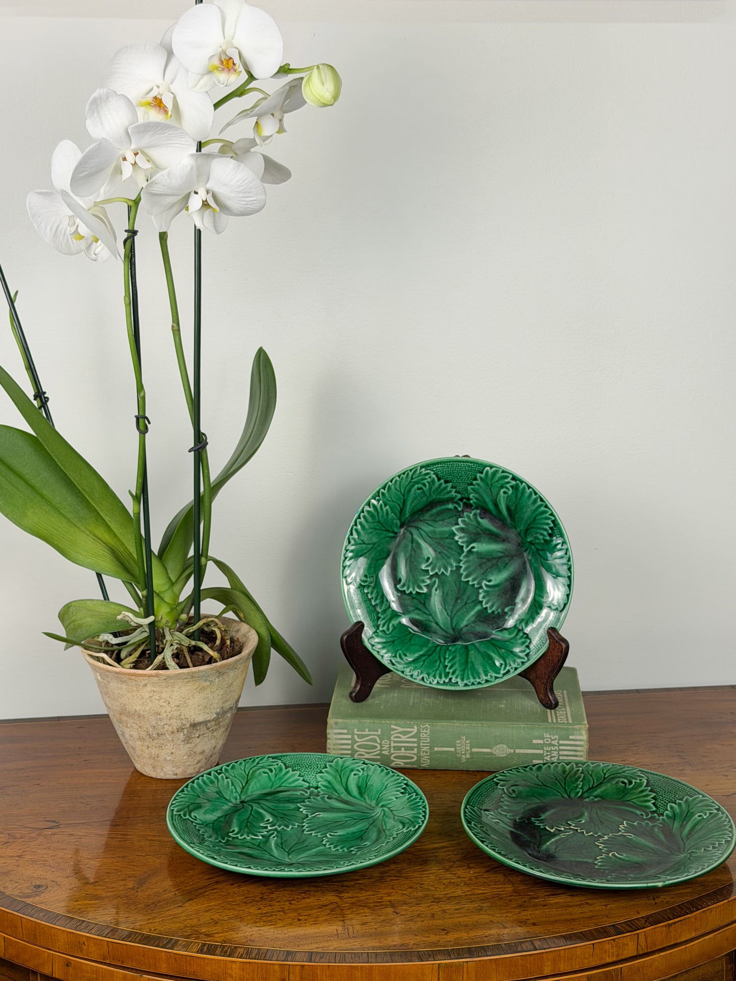 19th Century Regal & Sanejouand Majolica Leaf Plates (Set of 3)