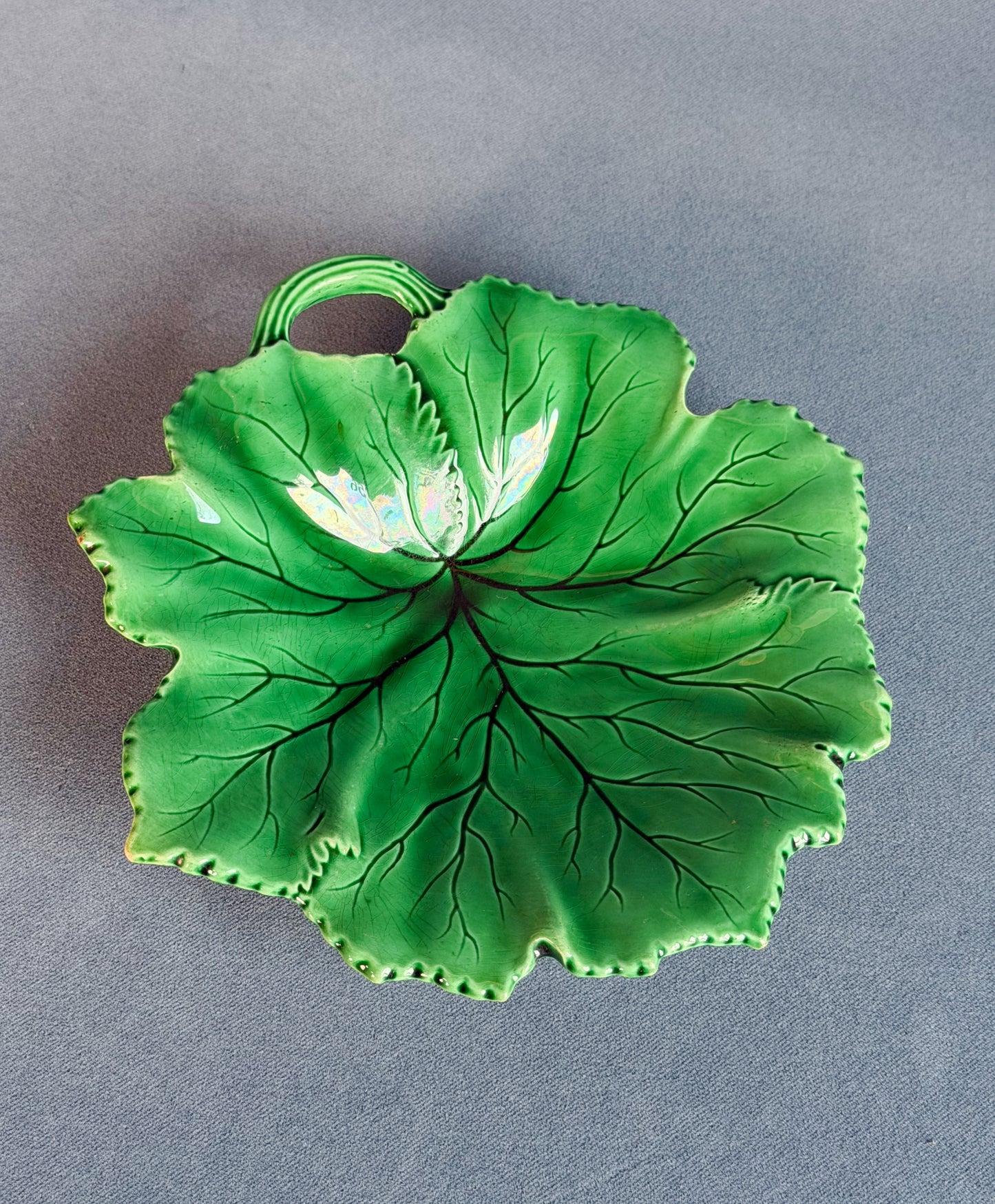19th c. French Majolica Leaf Dish (Large)