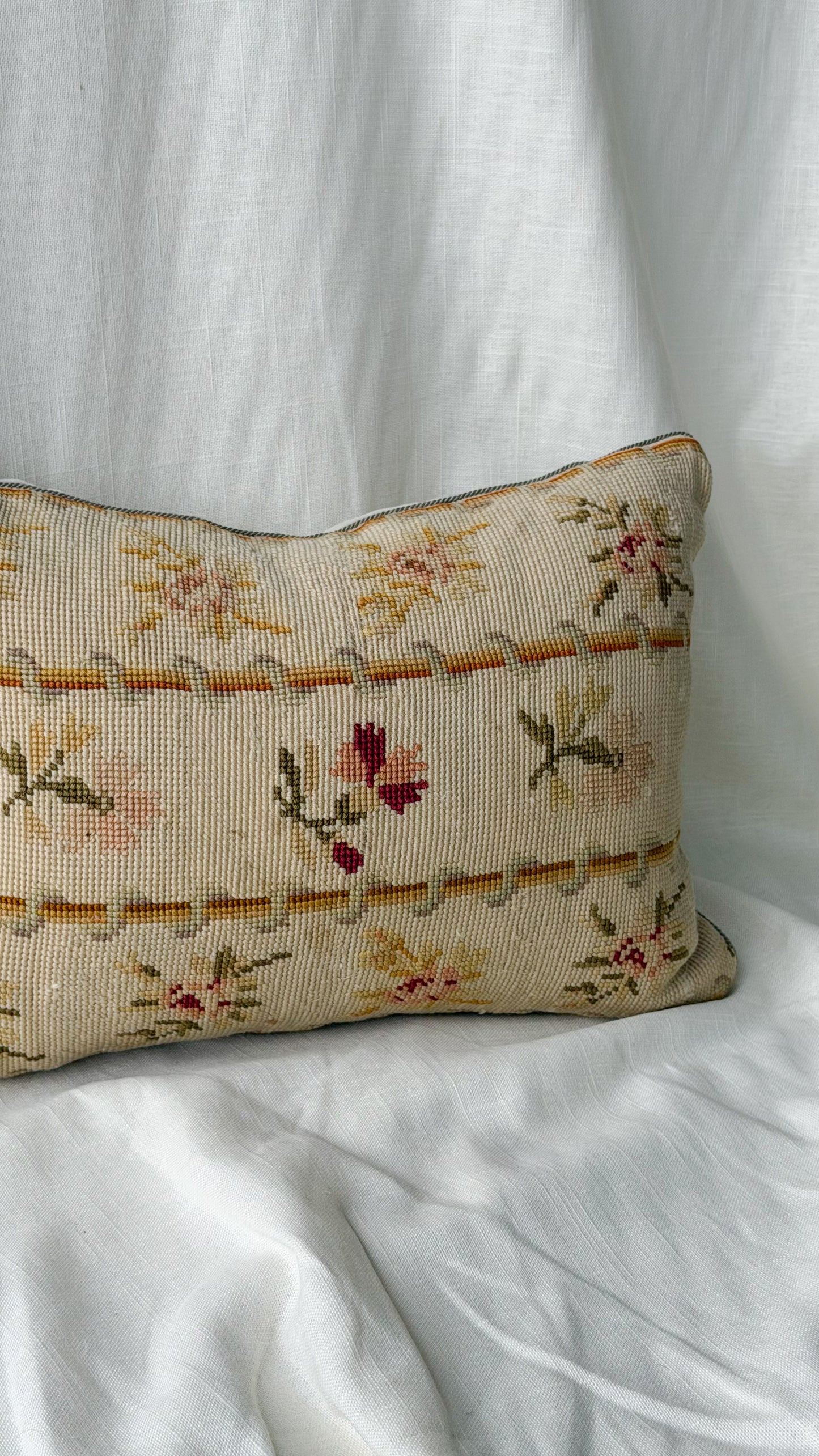 French Wool Textile Accent Pillow
