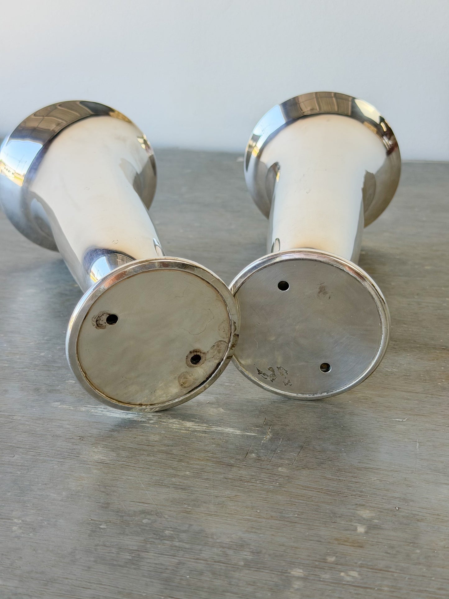 Vintage Silverplate Trumpet Vase Pair