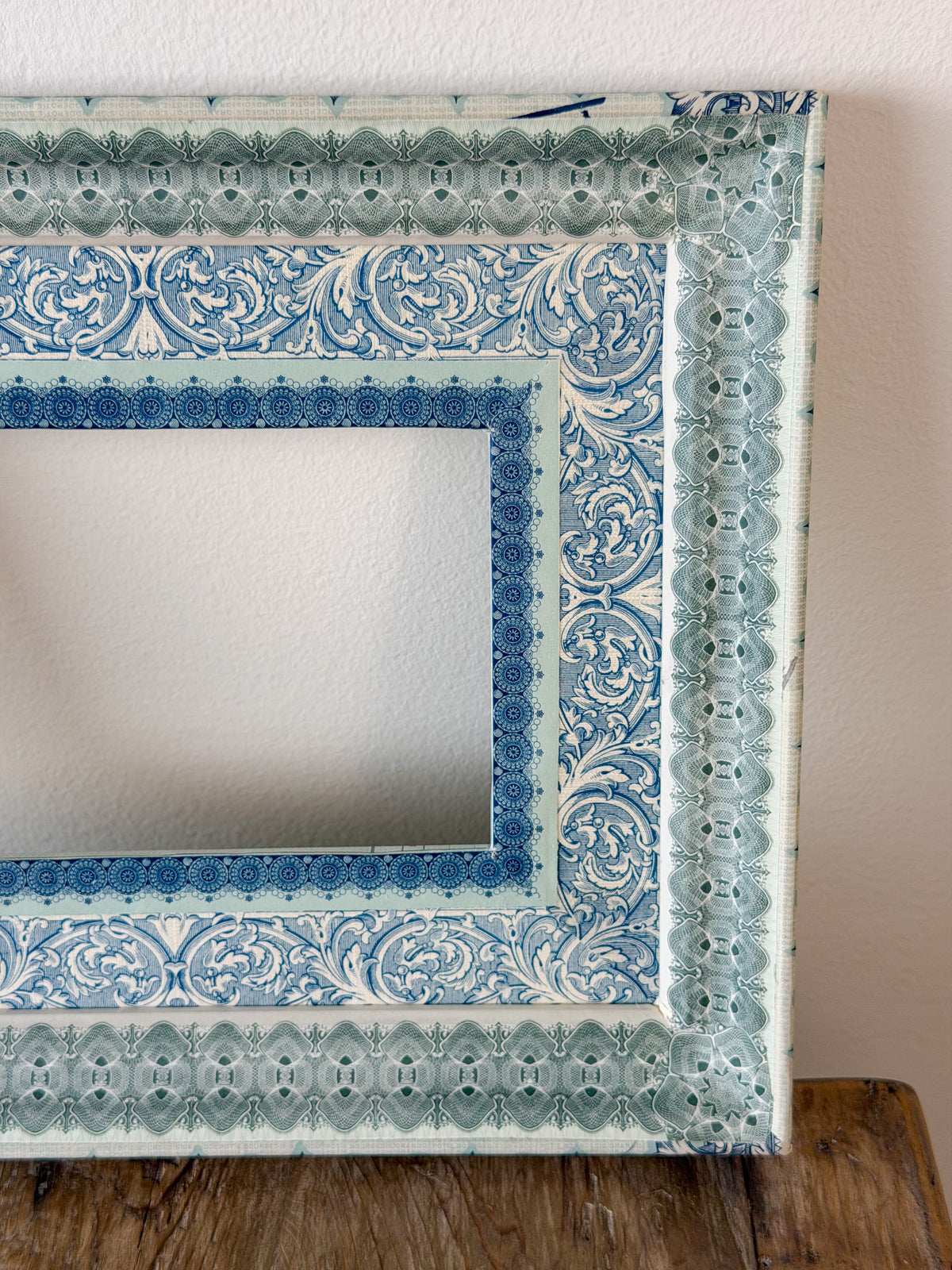 French Découpage Frame No. XIII | Green/Blue/Turquoise Ridged