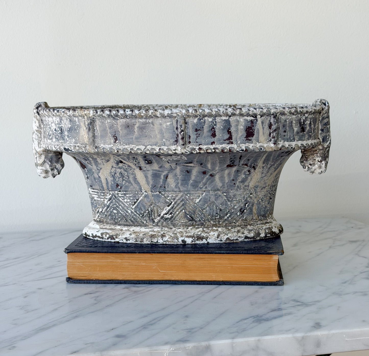 French Oval Cast Iron Planter with Tassel Accents