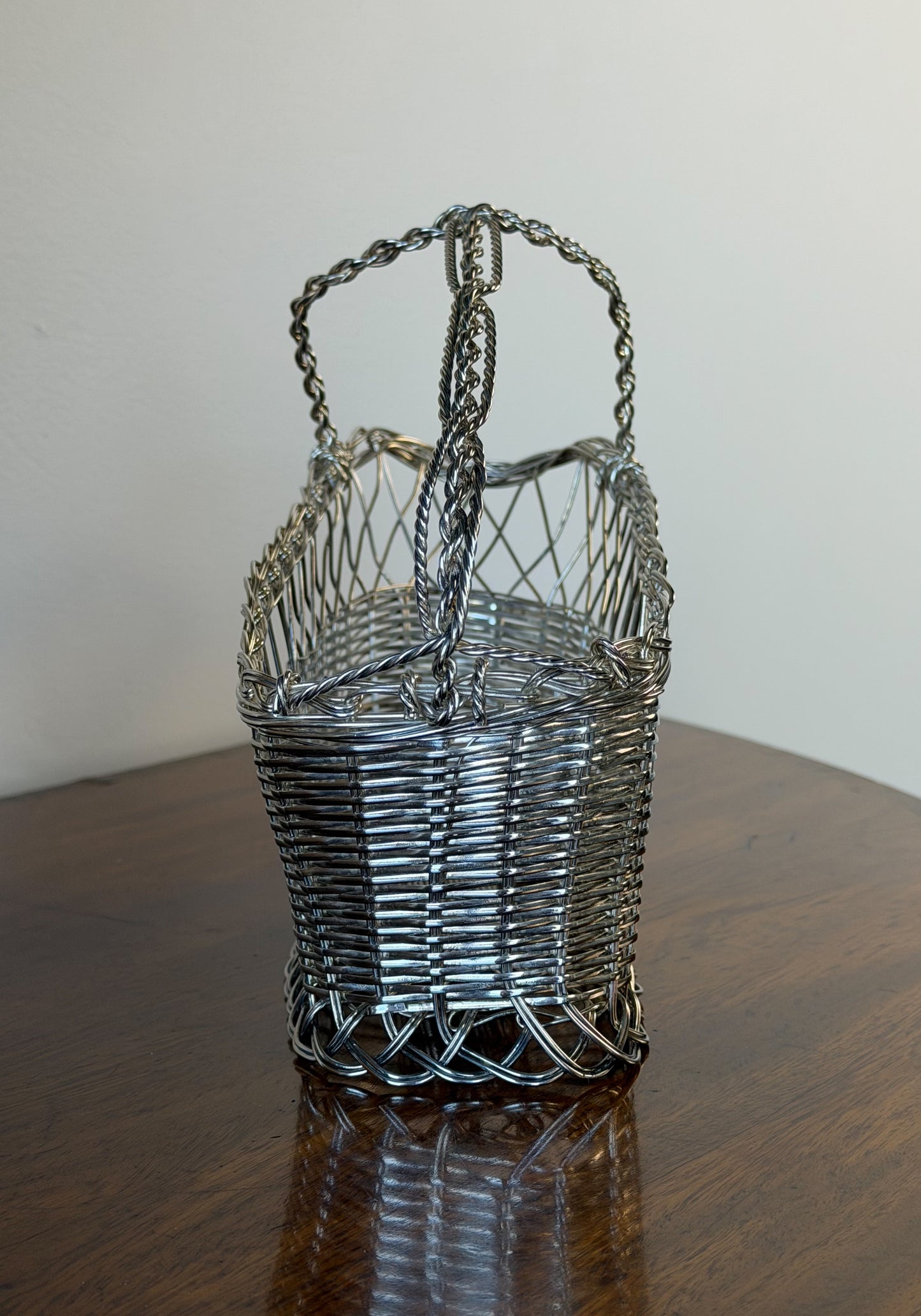 Vintage French Silverplate Wine Basket (No. 5)