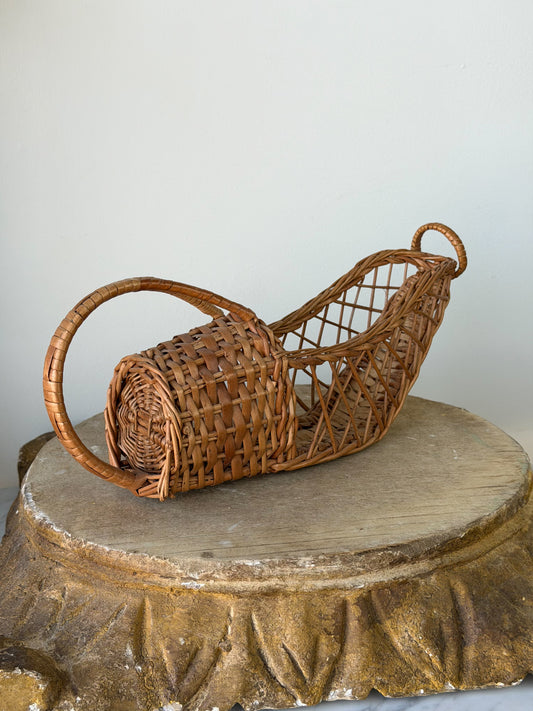 Vintage French Wicker Wine Basket No. 1