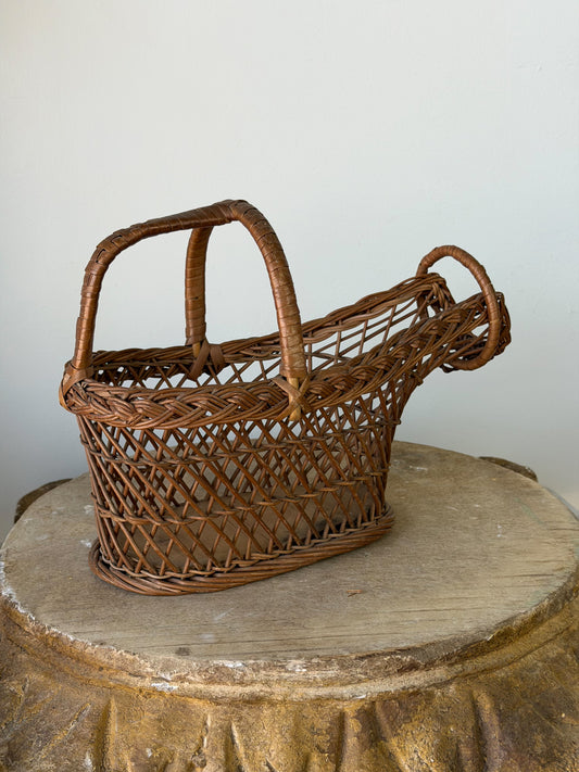 Vintage French Wicker Wine Basket No. 5