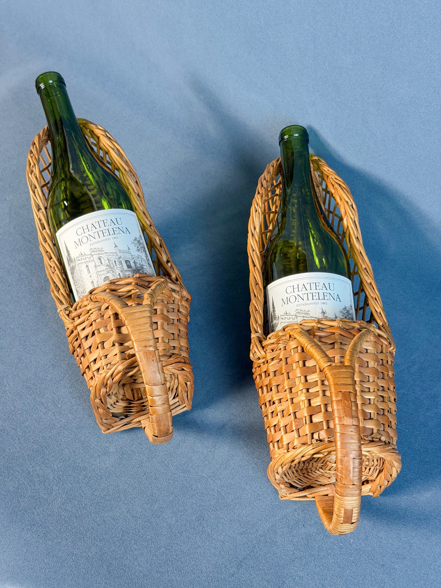 Vintage French Wicker Wine Basket