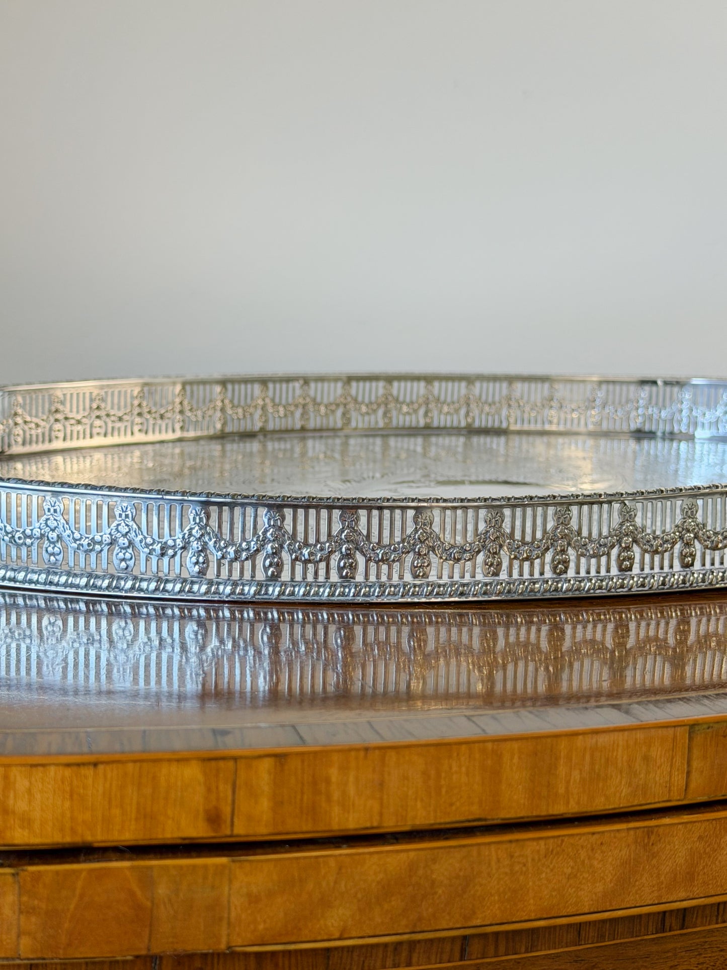 English Silverplate Oval Gallery Tray (Large)