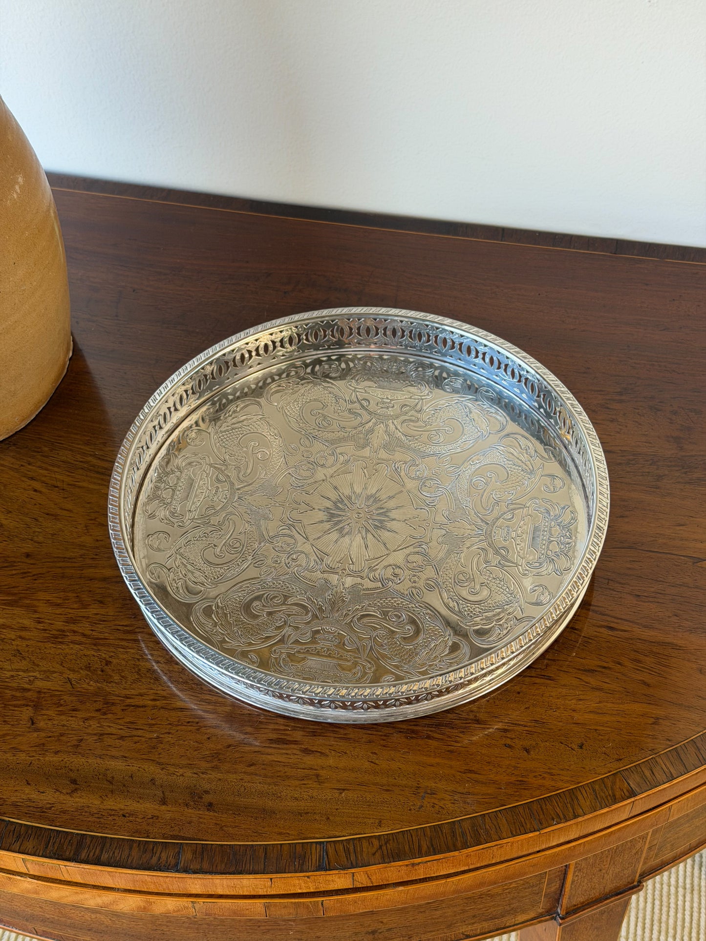 English Silverplate Round Tray (Small)