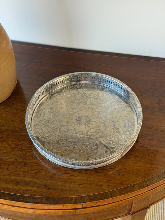 English Silverplate Round Tray (Small)
