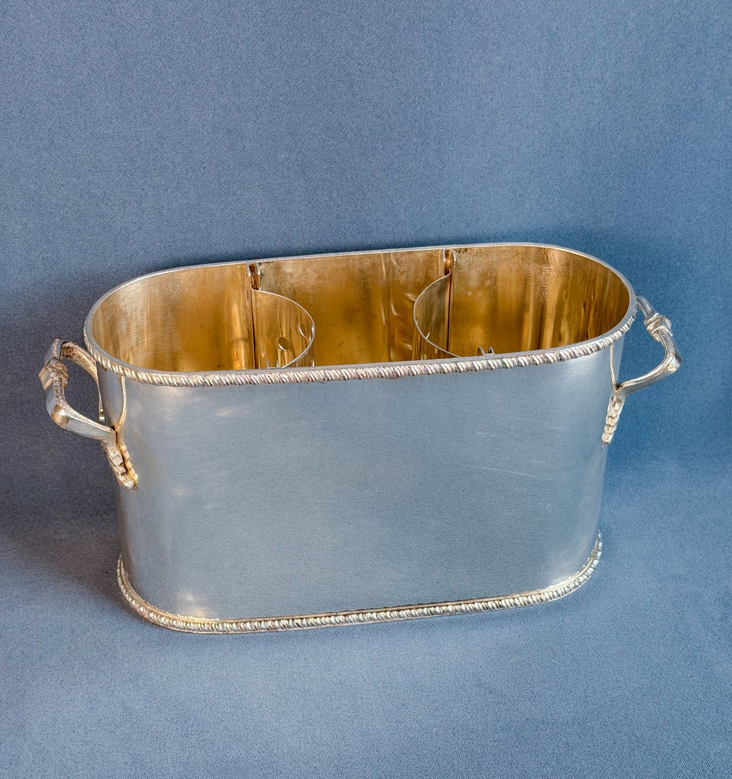 Antique French Silverplate Double Bottle Wine Cooler