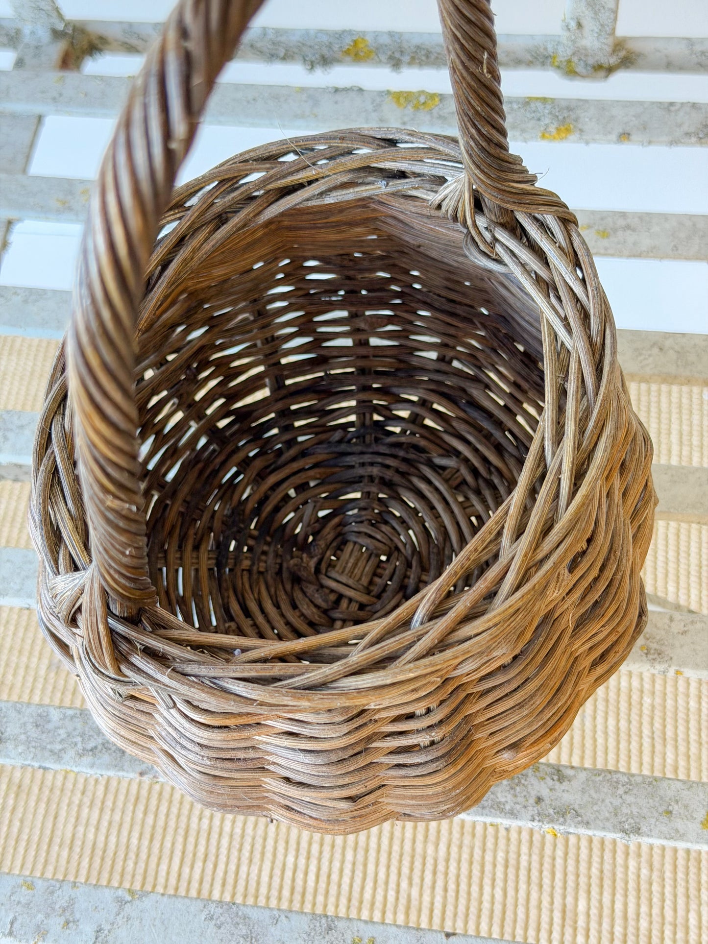 Petite Vintage Woven Rattan Basket (Darker Brown)