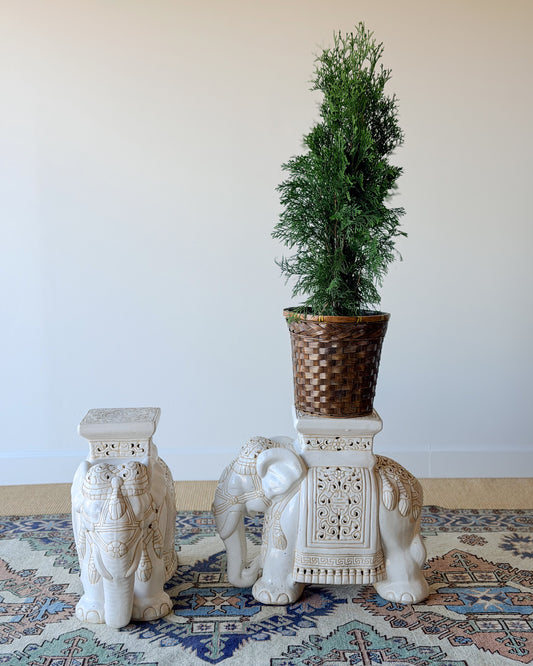 Pair of Vintage Ceramic Elephant Plant Stands