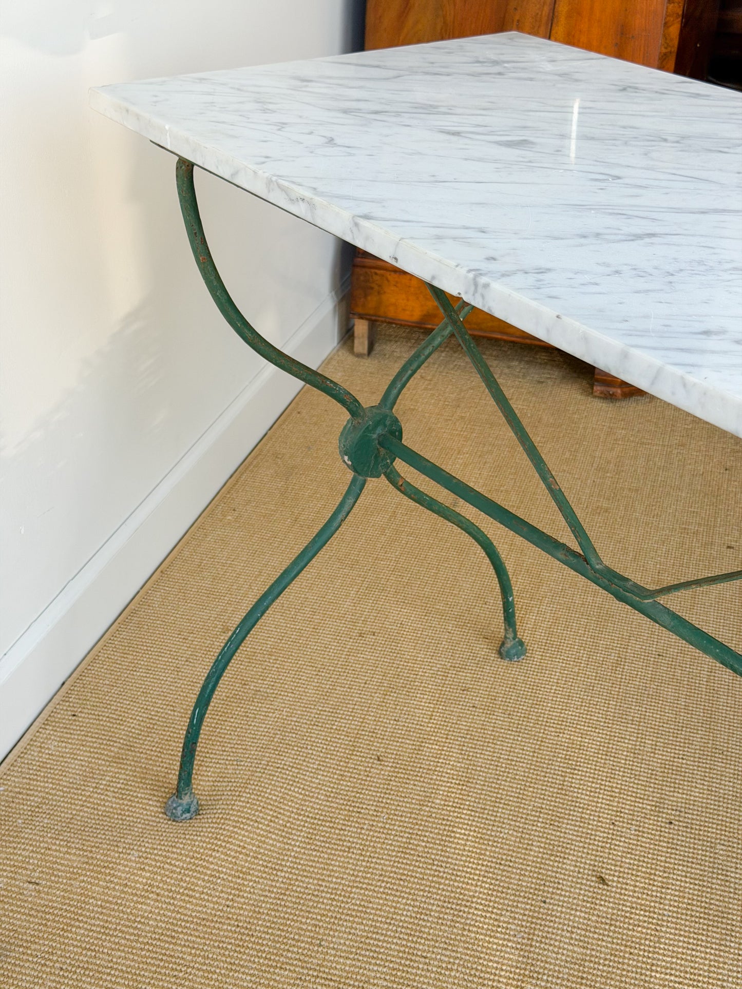 Antique French Marble Top Bistro Table