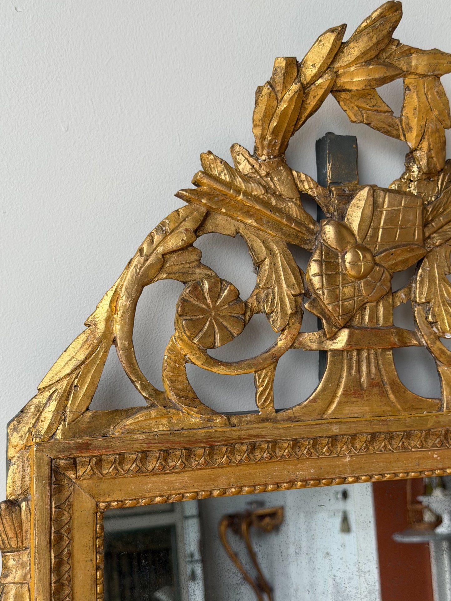 Antique French Marriage Mirror (Large - Wheat Sheaf Motif)