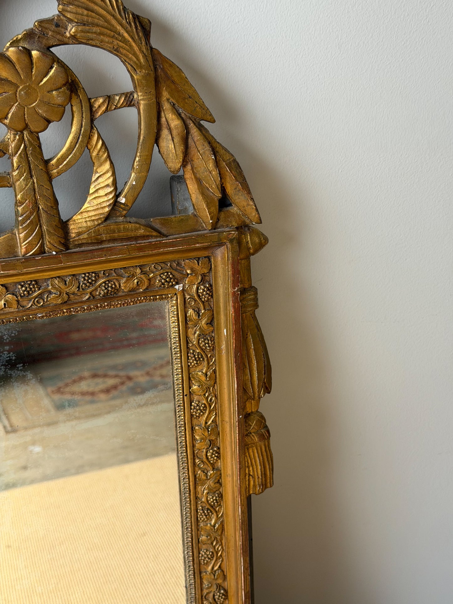 Antique French Marriage Mirror (Large - Grape Motif)