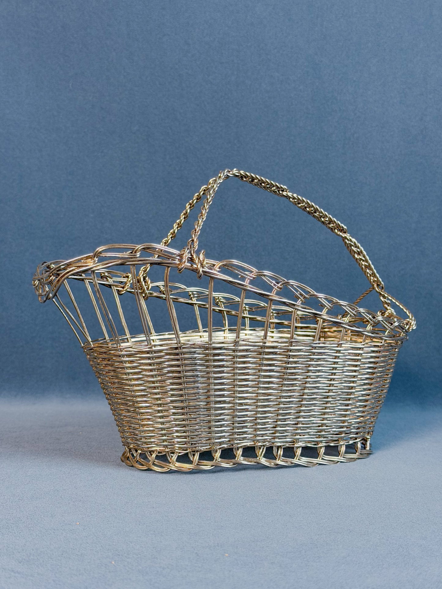 Vintage French Silverplate Wine Basket
