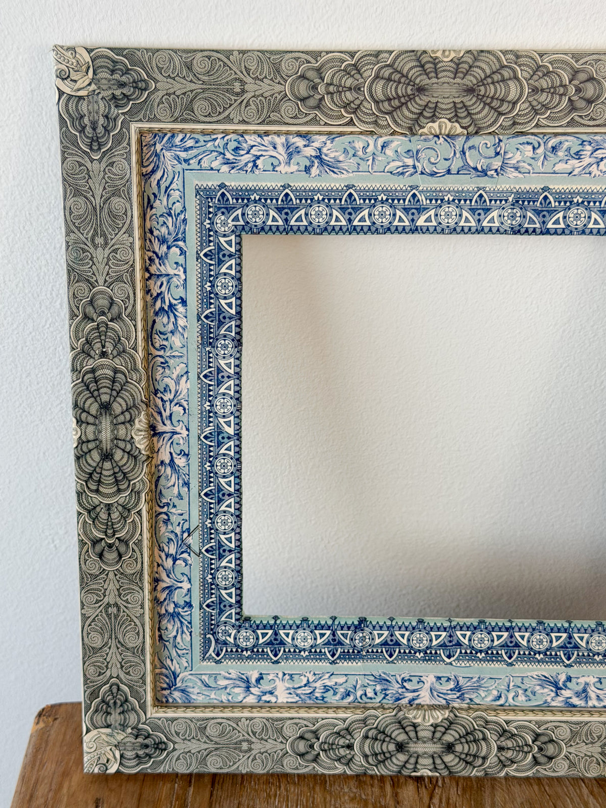 French Découpage Frame No. VIII | Square Dark Blue/Light Blue/Turquoise