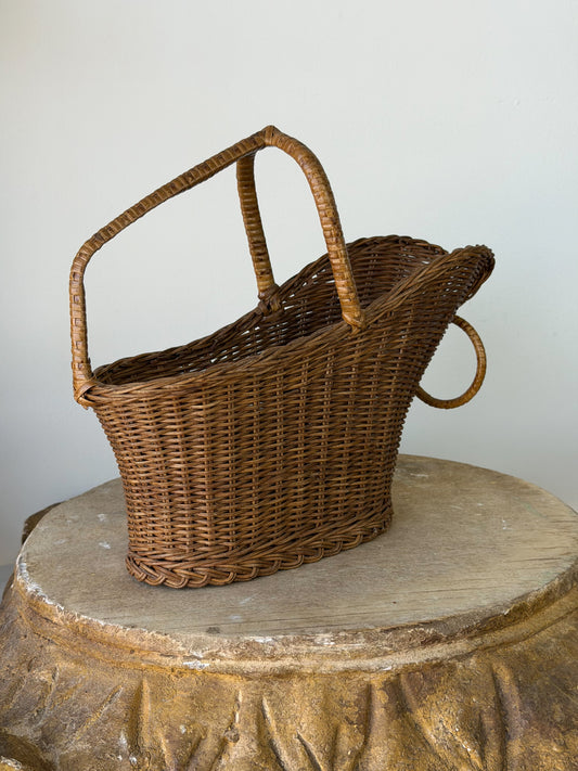 Vintage French Wicker Wine Basket No. 3