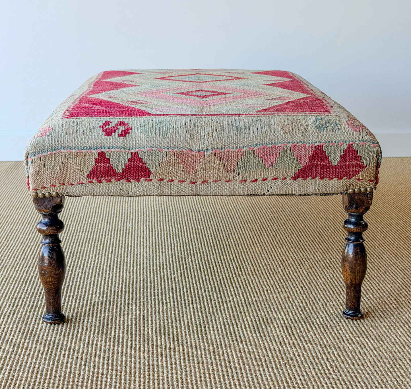 Antique Kilim Footstool (Red/Pink)