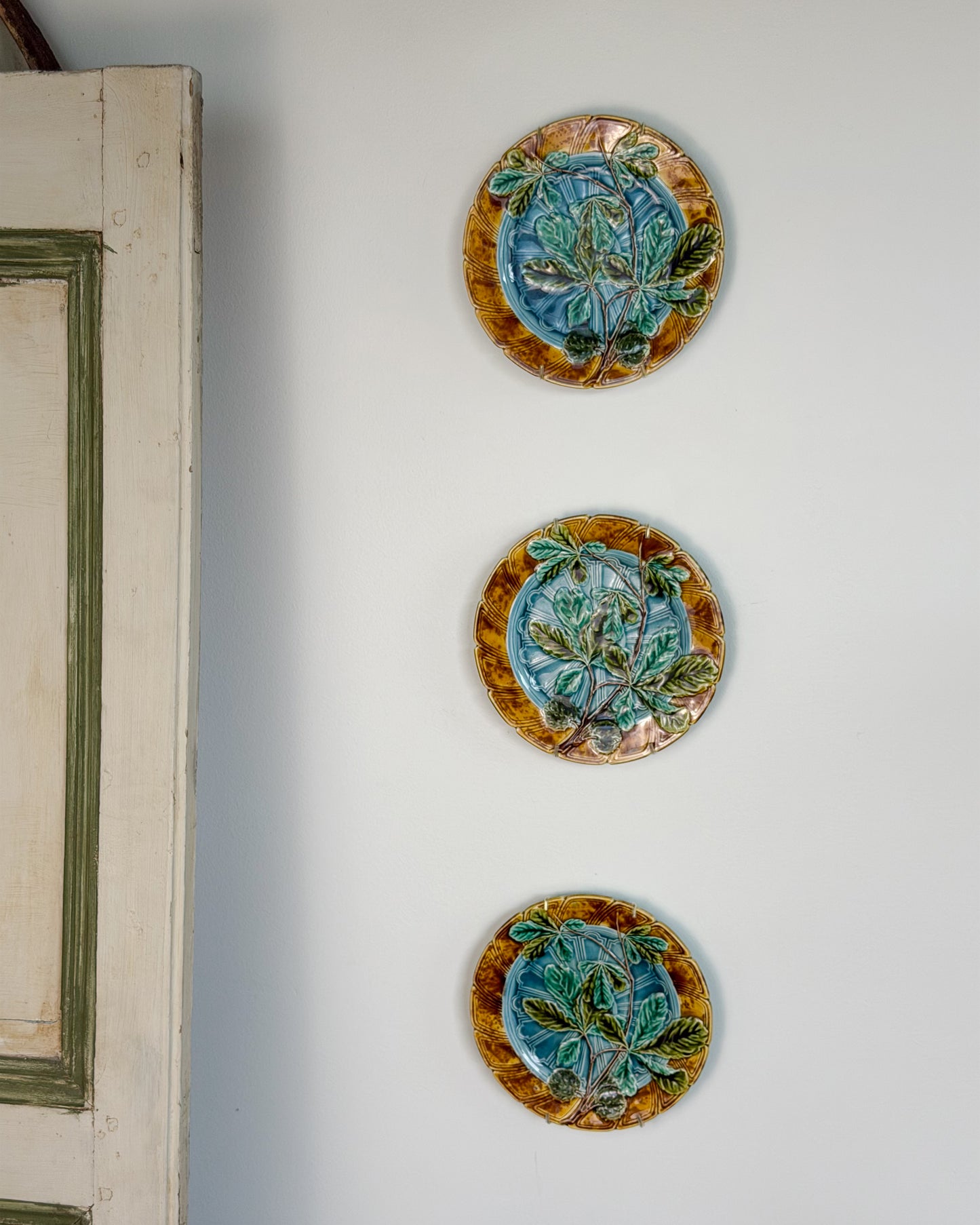 Antique French Majolica Chestnut Leaf Plate