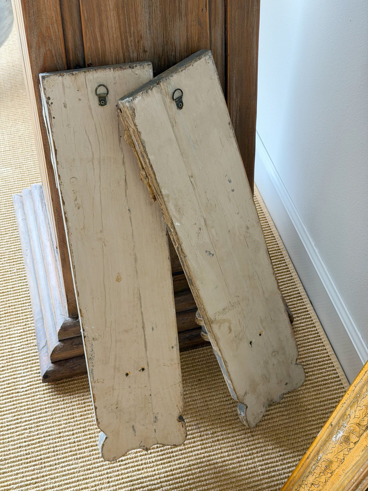 Architectural Salvage Candle Sconce Pair (Linen/Sage)