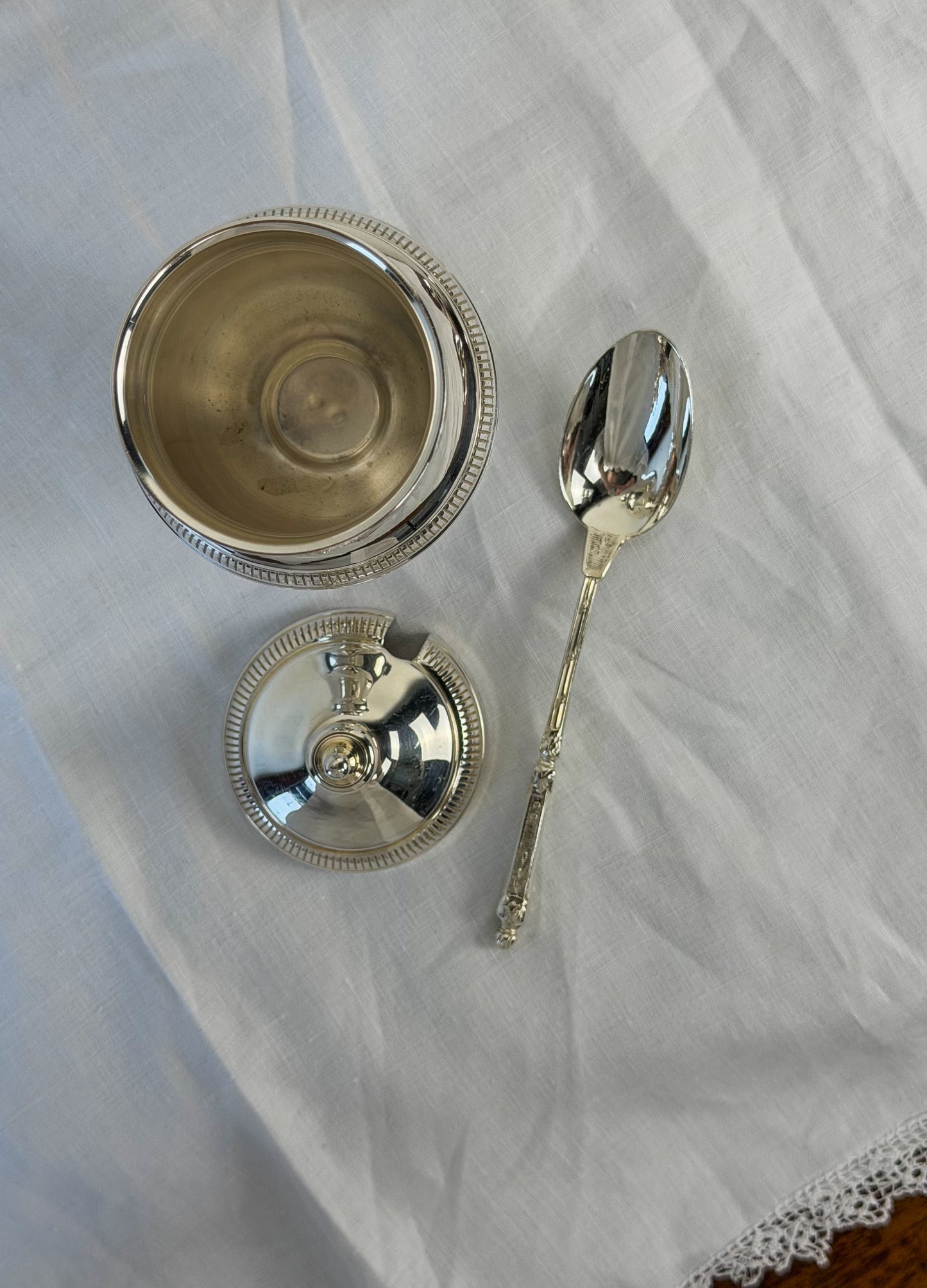 French Silverplate Mustard Jar