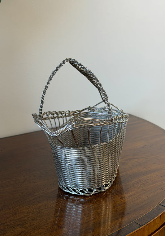 Vintage French Silverplate Wine Basket (No. 3)