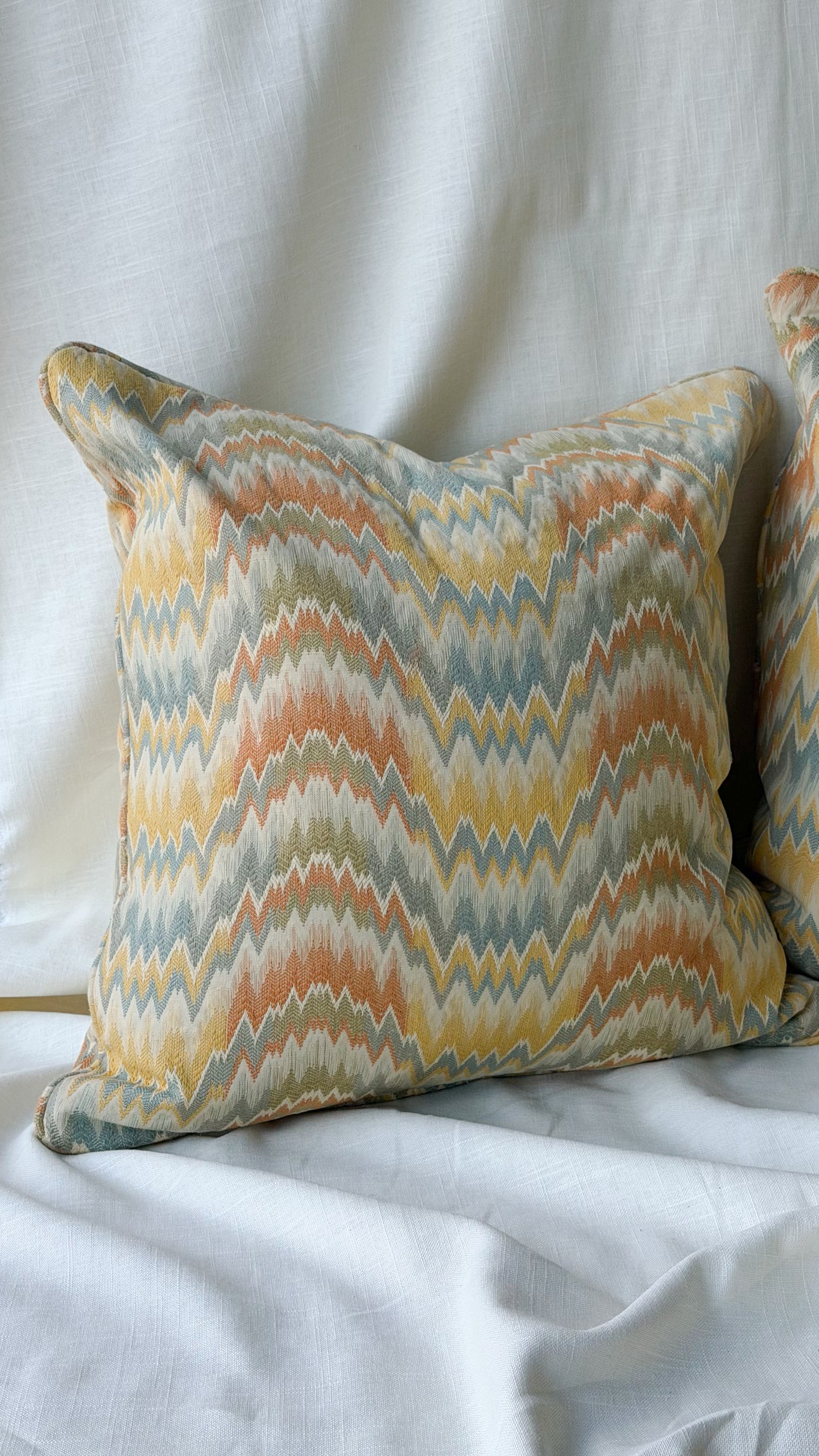 Vintage French Textile Throw Pillow Cover