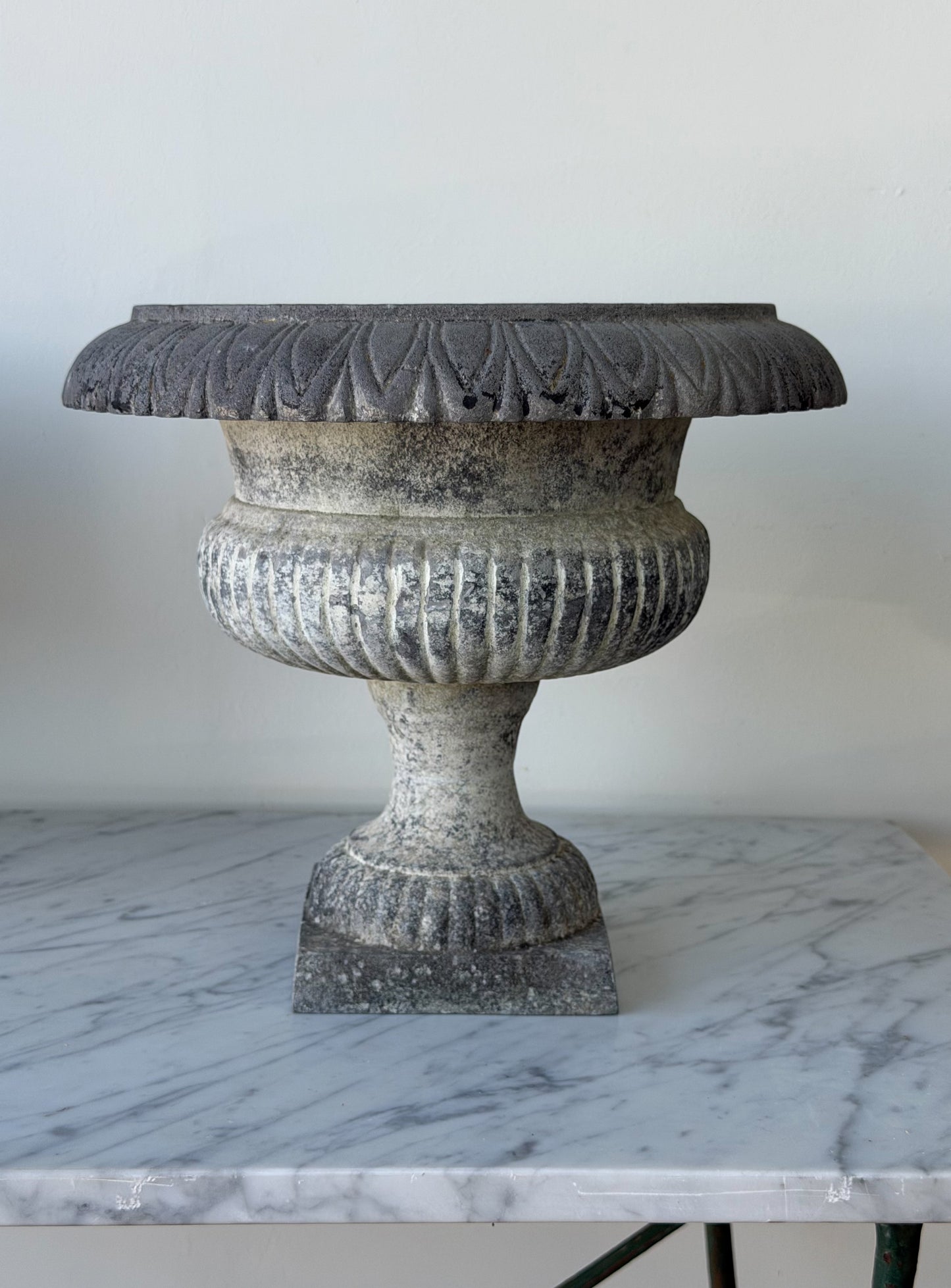 Antique French Zinc Pedestal Urn Pair