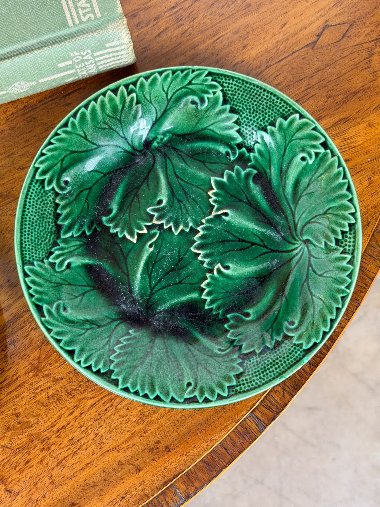 19th Century Regal & Sanejouand Majolica Leaf Plates (Set of 3)