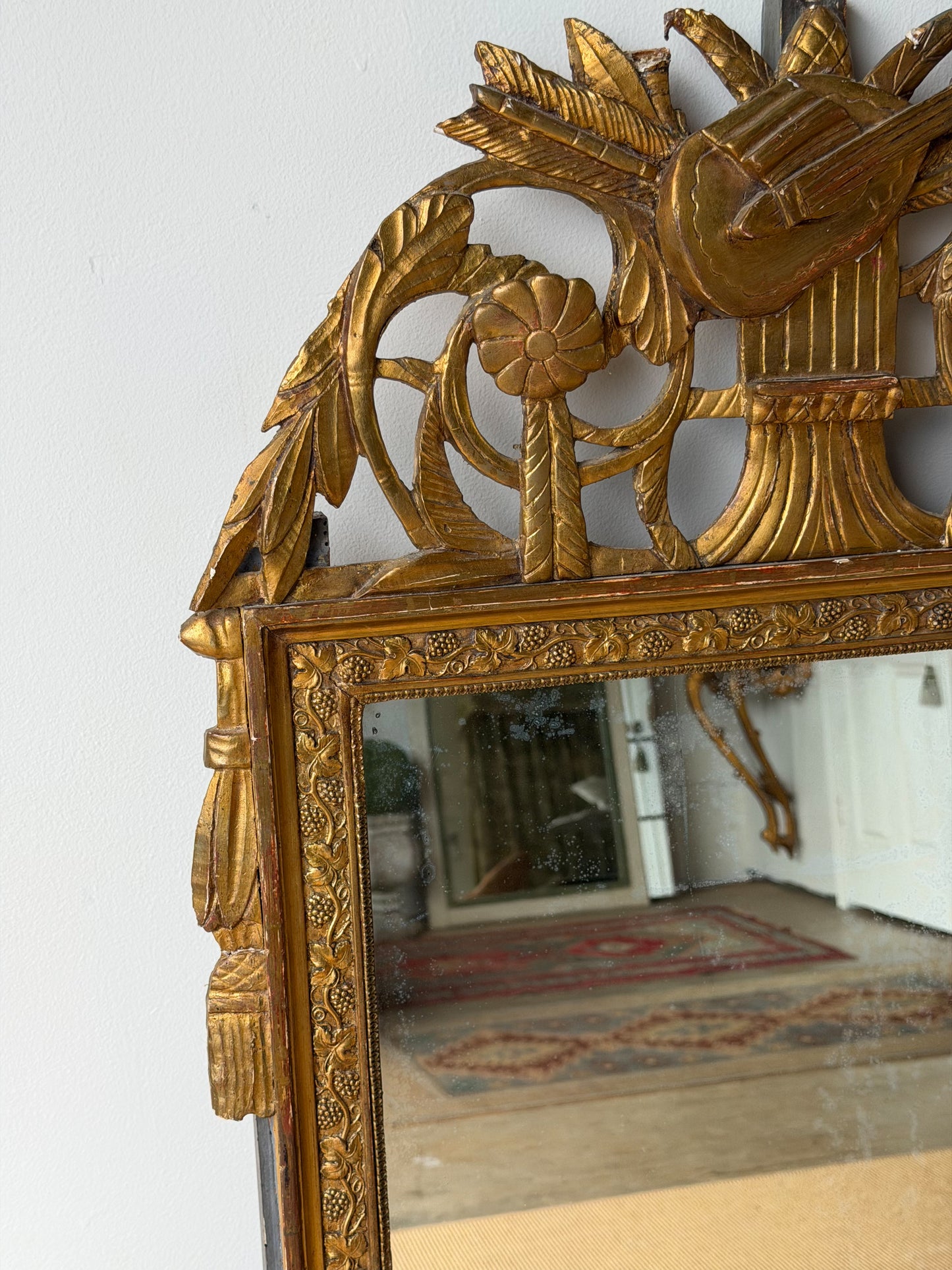 Antique French Marriage Mirror (Large - Grape Motif)